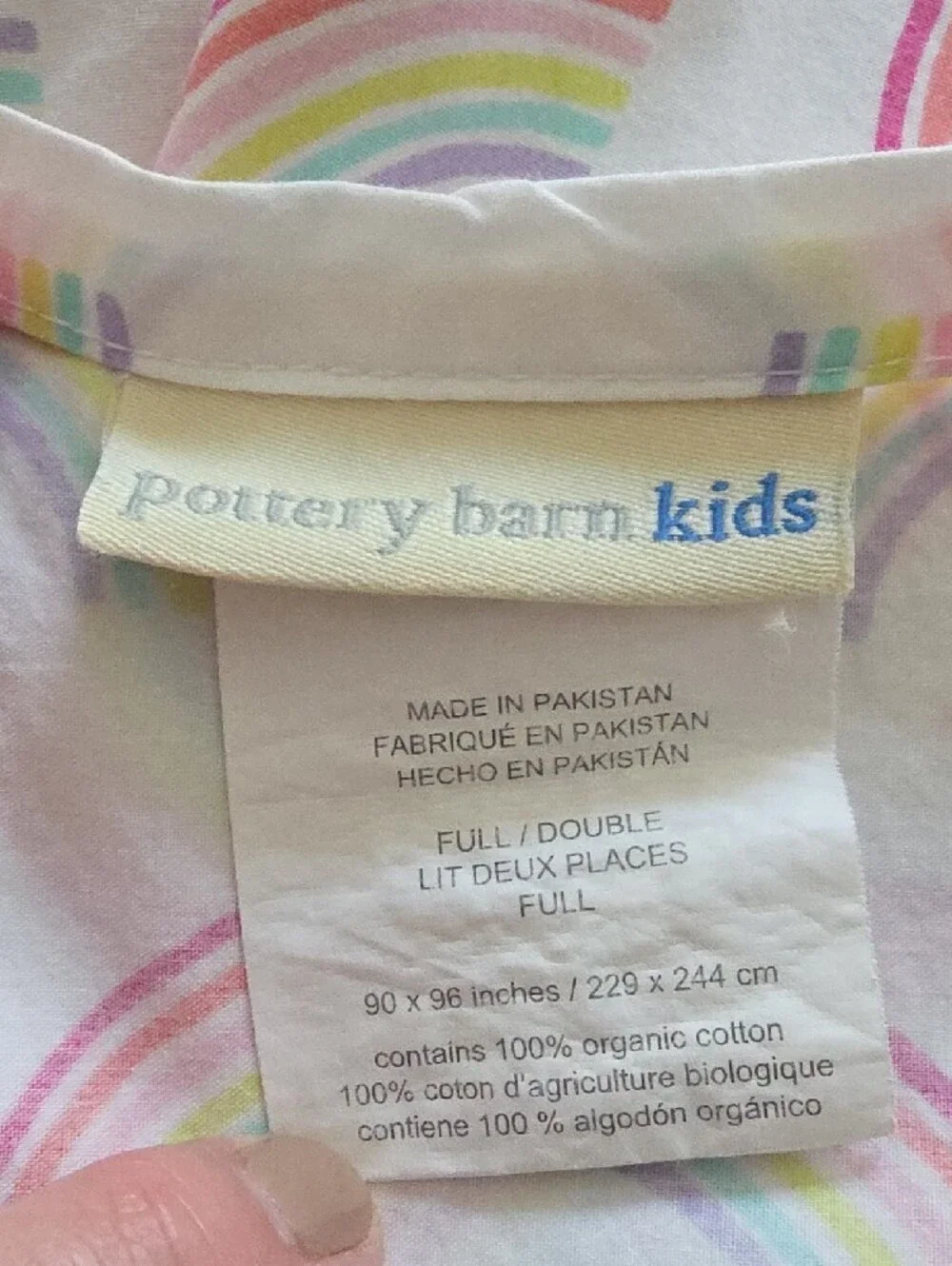 Pottery Barn Kids Rainbows Hearts Organic Cotton Full Flat Sheet